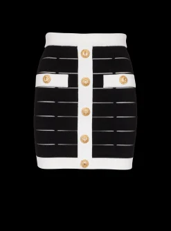Fashion Two-tone Buttoned Knit Skirt Women Skirts