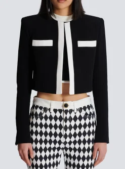 Clearance Two-tone Crepe Spencer Jacket Women Jackets And Blazers