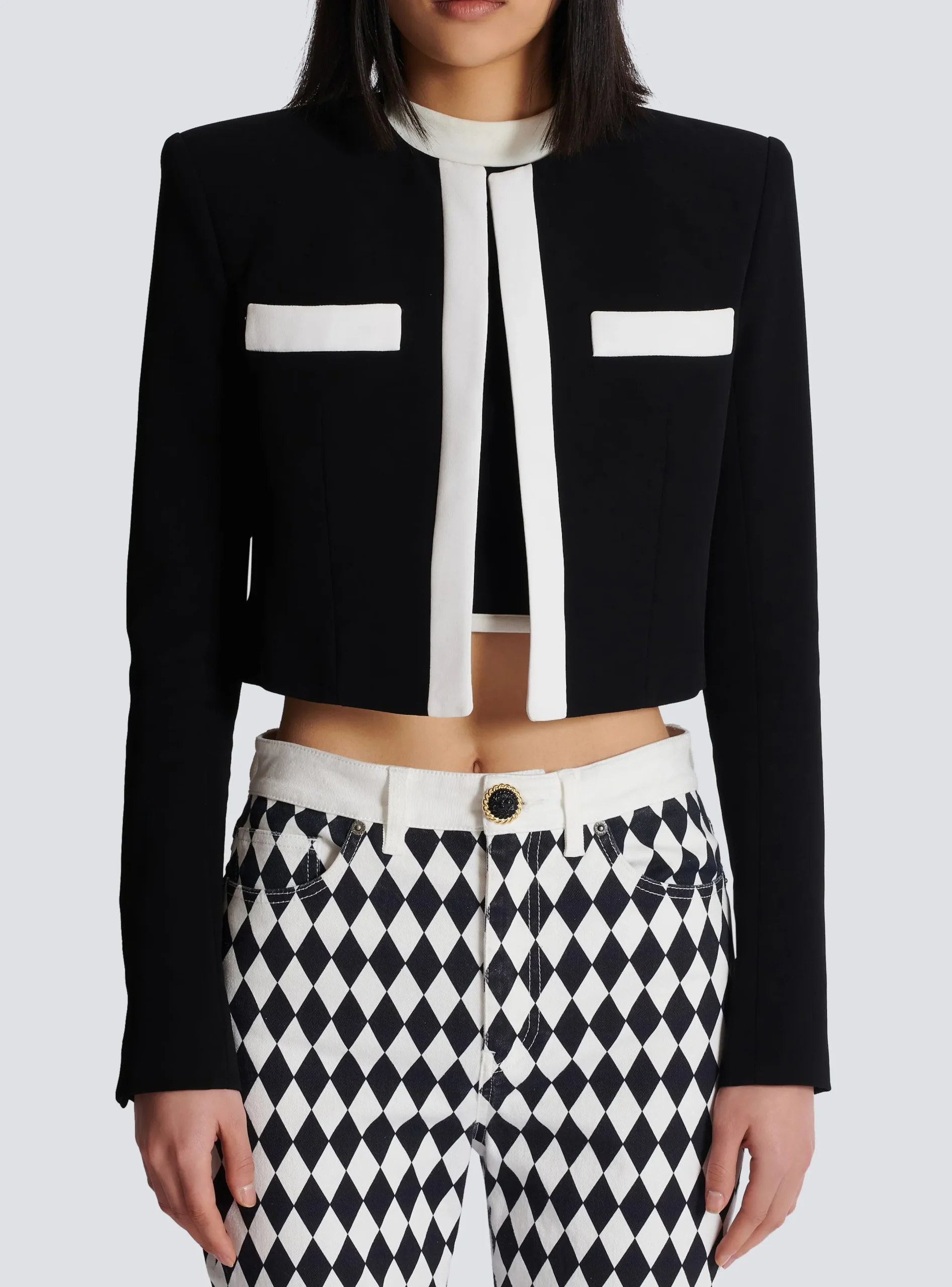 Clearance Two-tone Crepe Spencer Jacket Women Jackets And Blazers