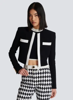 Clearance Two-tone Crepe Spencer Jacket Women Jackets And Blazers