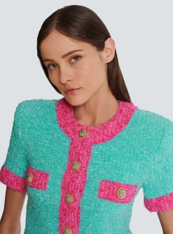 Store Two-tone Cropped Knit Cardigan Women Knitwear