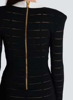 Flash Sale Two-tone Knit Dress With Buttons Women Dresses