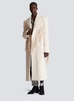 Outlet Unisex Long Fringed Wool And Cashmere Coat Outerwear