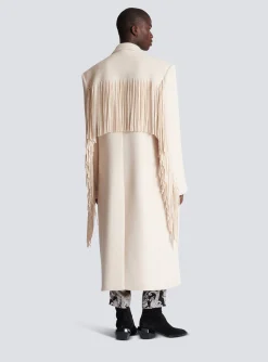 Outlet Unisex Long Fringed Wool And Cashmere Coat Outerwear
