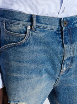 Best Sale Unisex Shorts In Vintage Wash Denim Trousers And Shorts|Denim