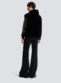 Hot Velvet Hooded Sweatshirt With Embroidery Sweatshirts