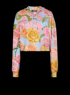 Cheap Vintage Hoodie With Pastel Roses Print Women Sweatshirts