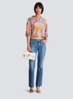 Cheap Vintage Hoodie With Pastel Roses Print Women Sweatshirts