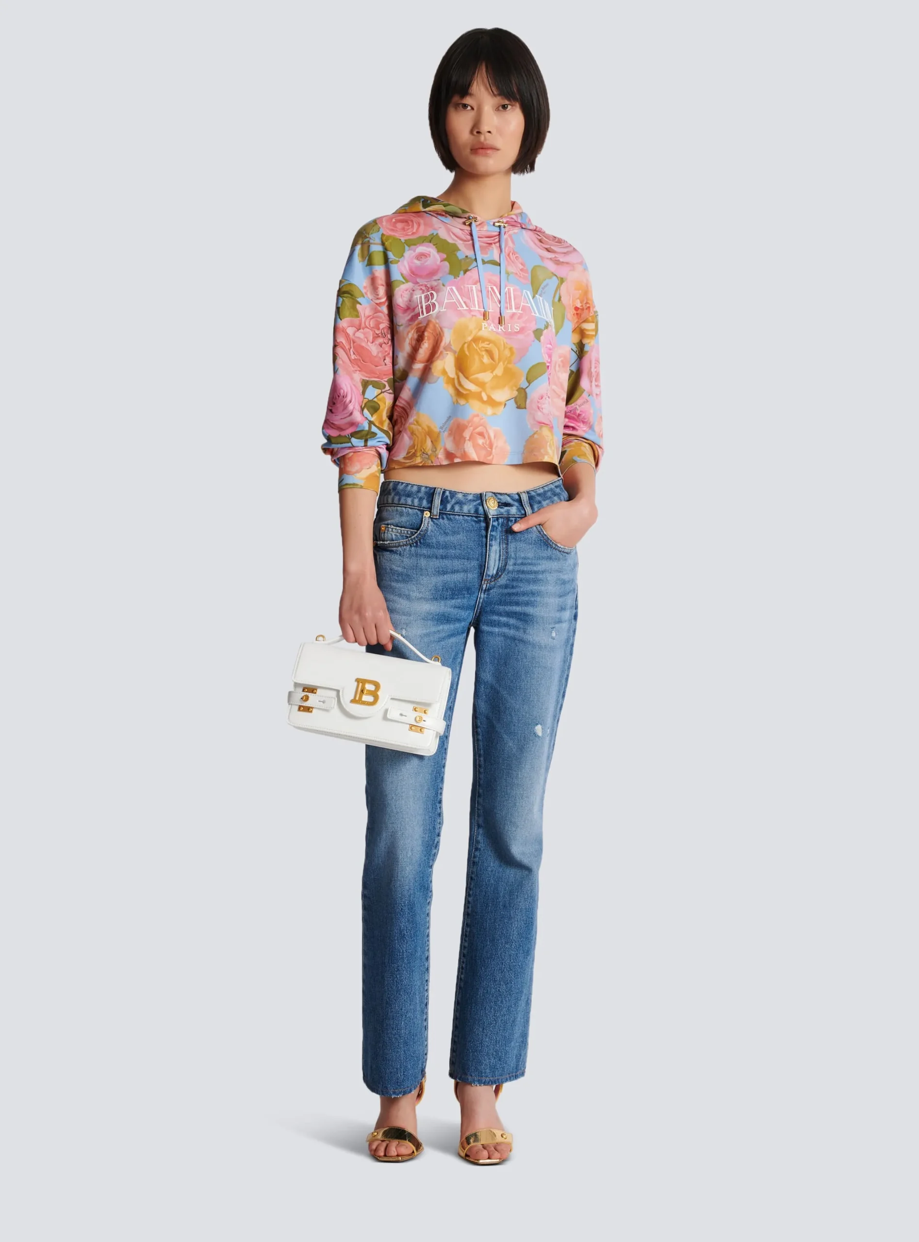 Cheap Vintage Hoodie With Pastel Roses Print Women Sweatshirts