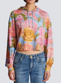 Cheap Vintage Hoodie With Pastel Roses Print Women Sweatshirts