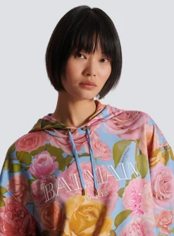 Cheap Vintage Hoodie With Pastel Roses Print Women Sweatshirts