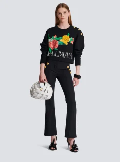 Online Vintage Sweatshirt With Roses Print Women Sweatshirts
