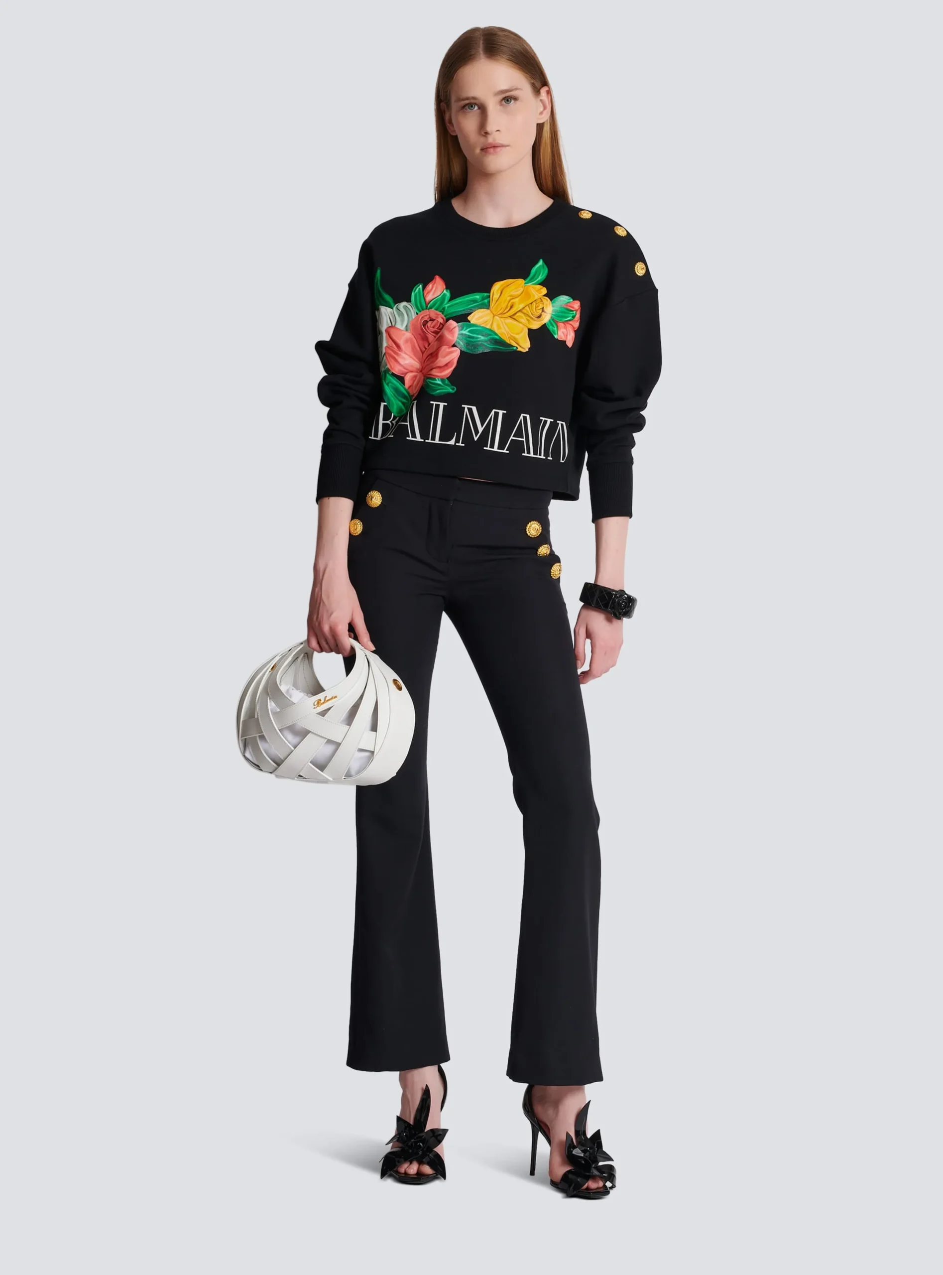 Online Vintage Sweatshirt With Roses Print Women Sweatshirts