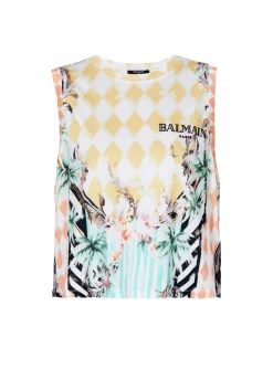 Cheap Vintage Tank Top With Baroque Print Women T-Shirts