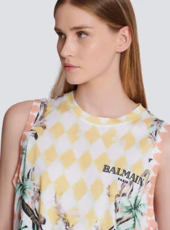 Cheap Vintage Tank Top With Baroque Print Women T-Shirts