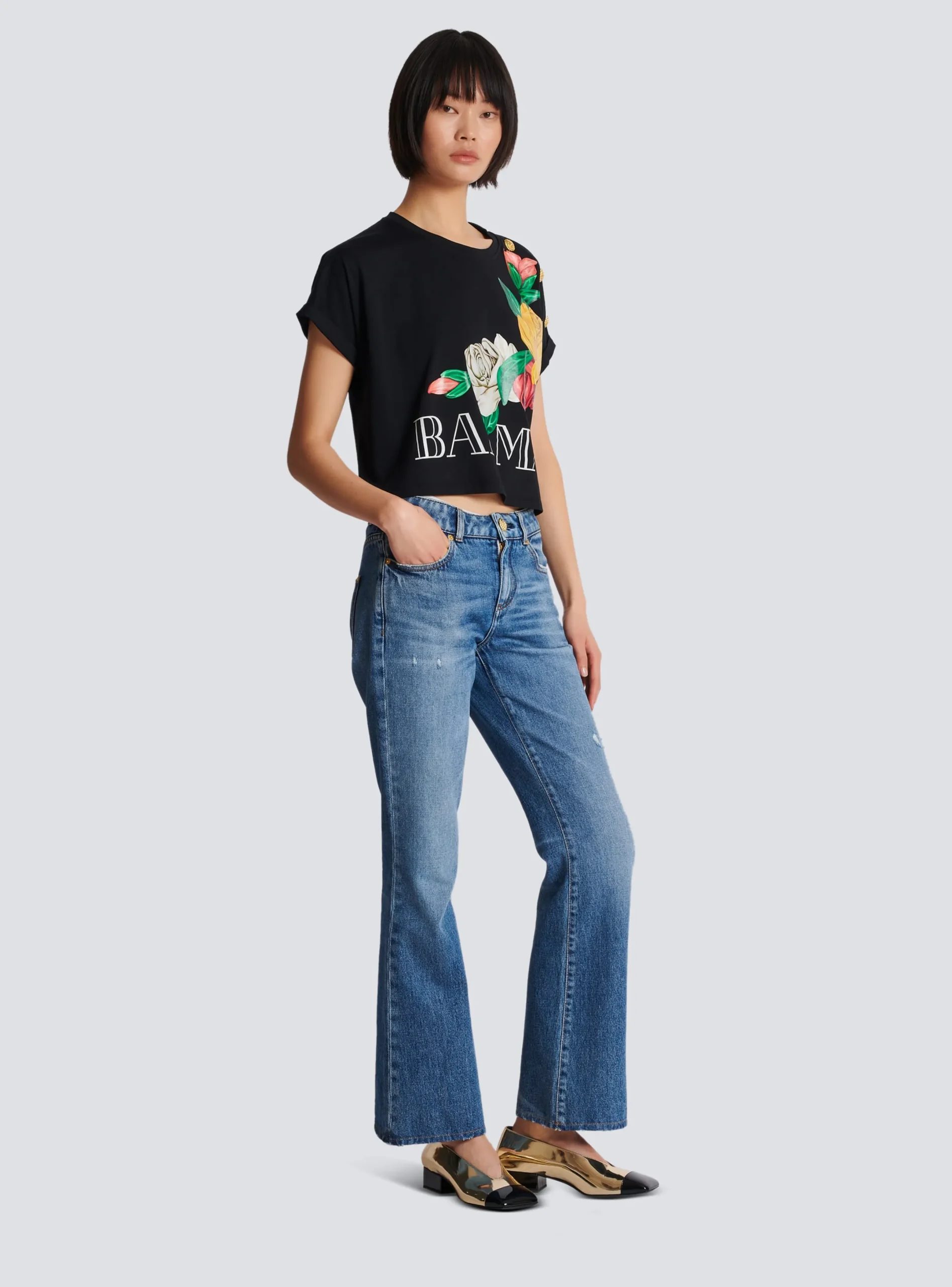 Best Vintage T-shirt With Roses Print Women T-Shirts