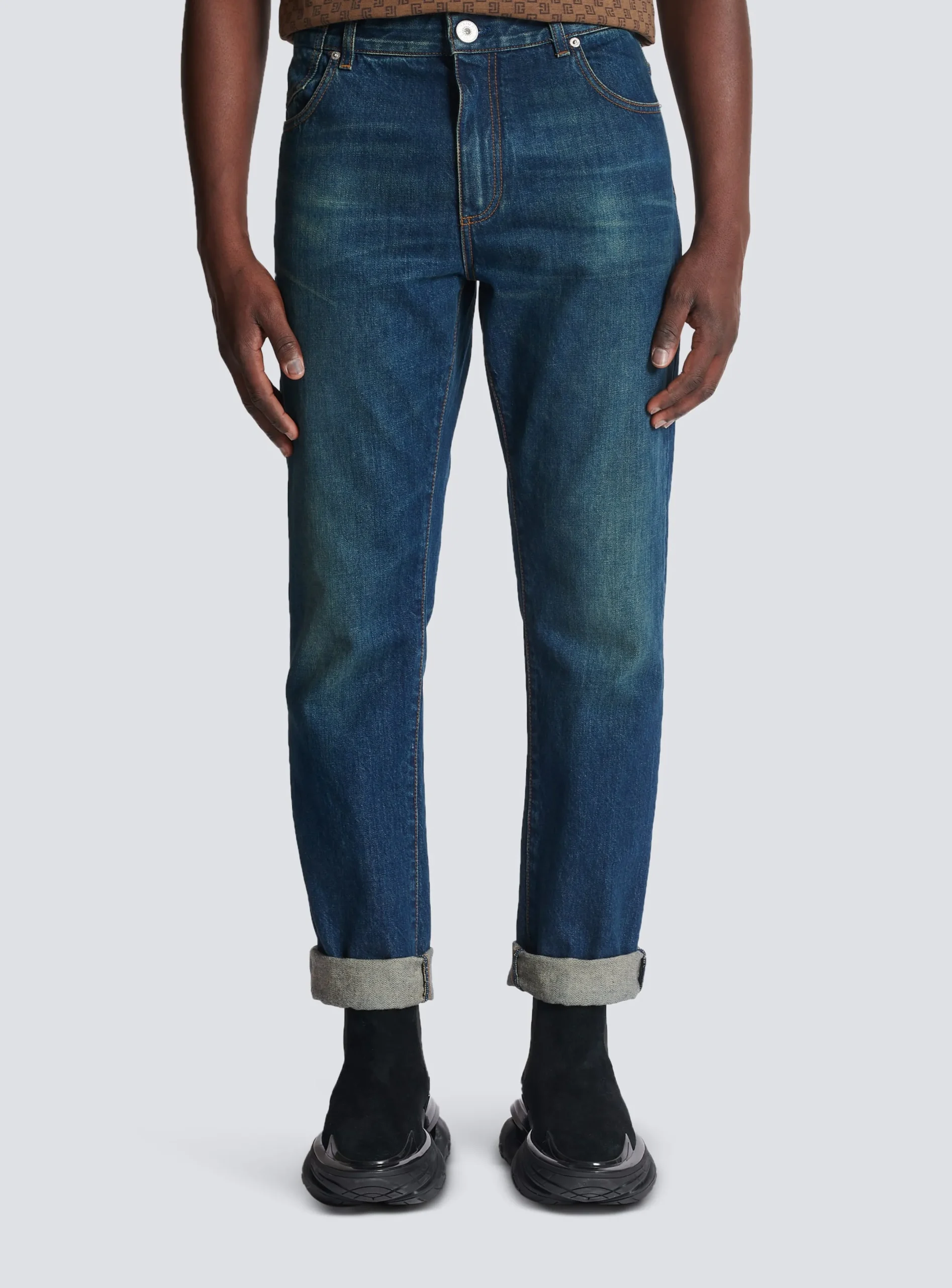 Clearance Vintage Straight-leg Jeans Denim