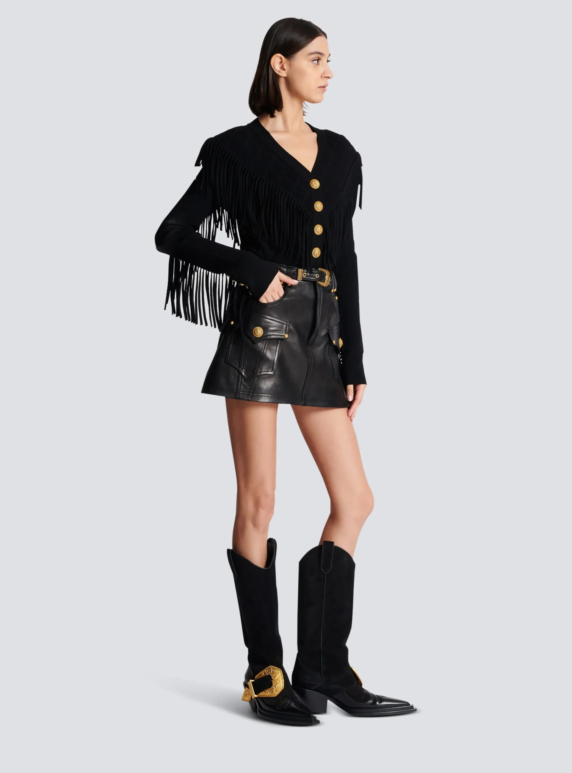 Shop Western Leather A-line Skirt Women Skirts