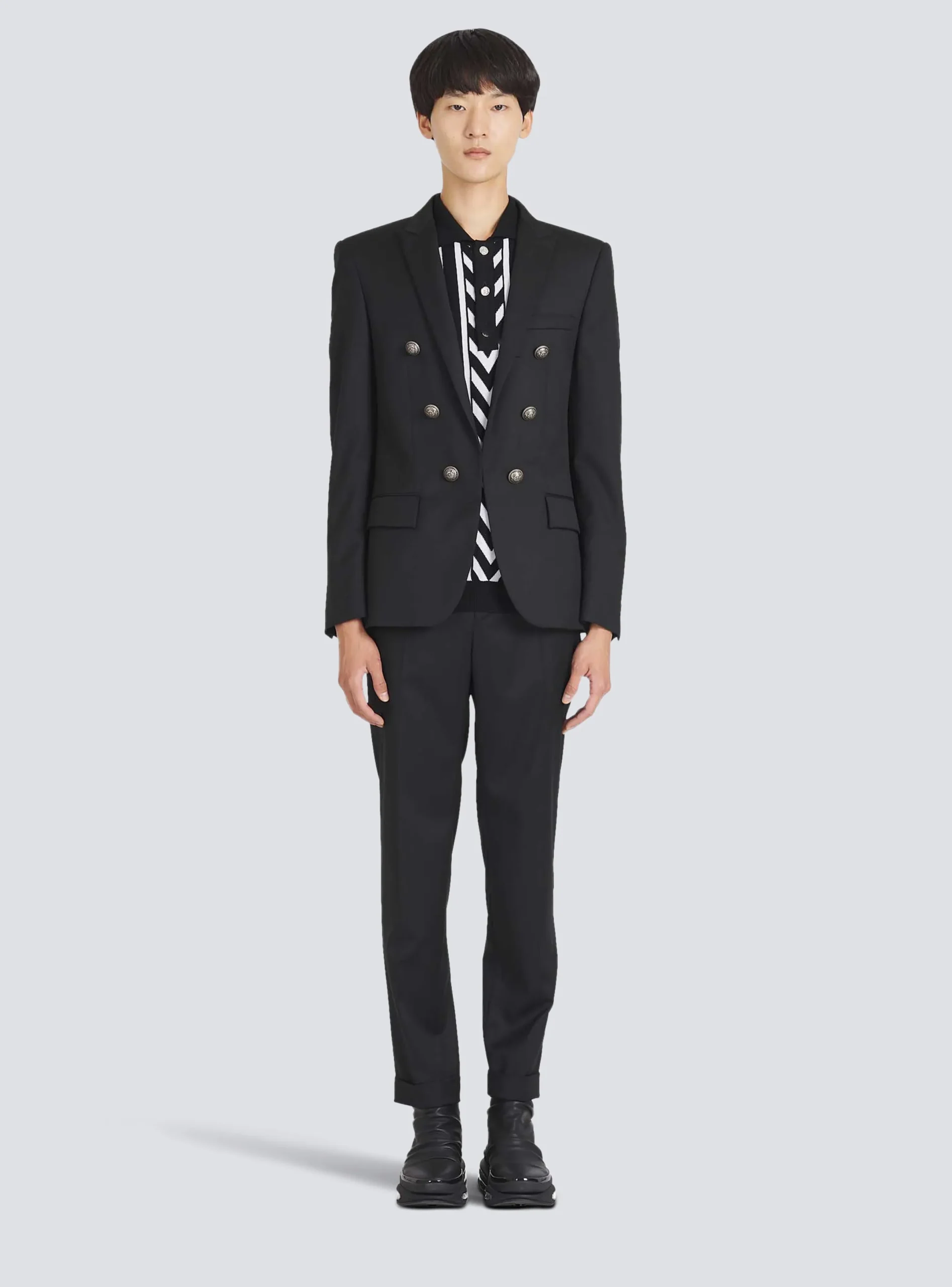 New Wool Blazer With Double-breasted Silver-tone Buttoned Fastening Jackets And Blazers