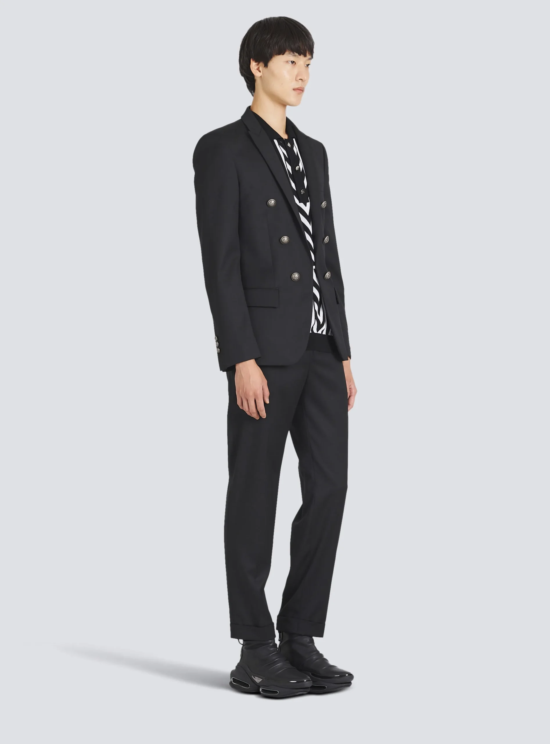 New Wool Blazer With Double-breasted Silver-tone Buttoned Fastening Jackets And Blazers