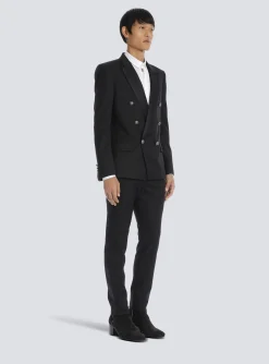 Cheap Wool Blazer With Double-breasted Silver-tone Buttoned Fastening Jackets And Blazers