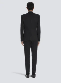 Cheap Wool Blazer With Double-breasted Silver-tone Buttoned Fastening Jackets And Blazers