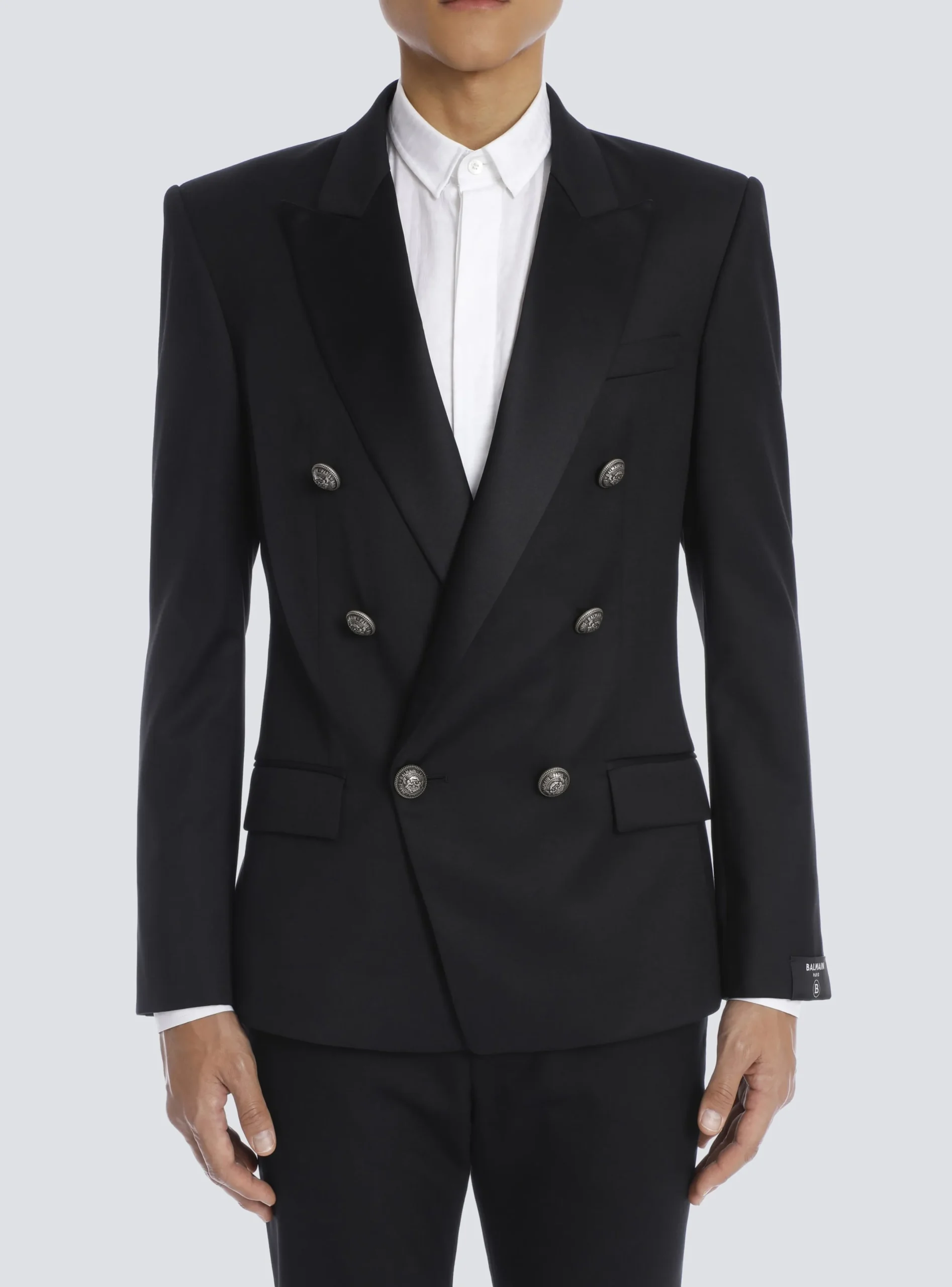 Cheap Wool Blazer With Double-breasted Silver-tone Buttoned Fastening Jackets And Blazers