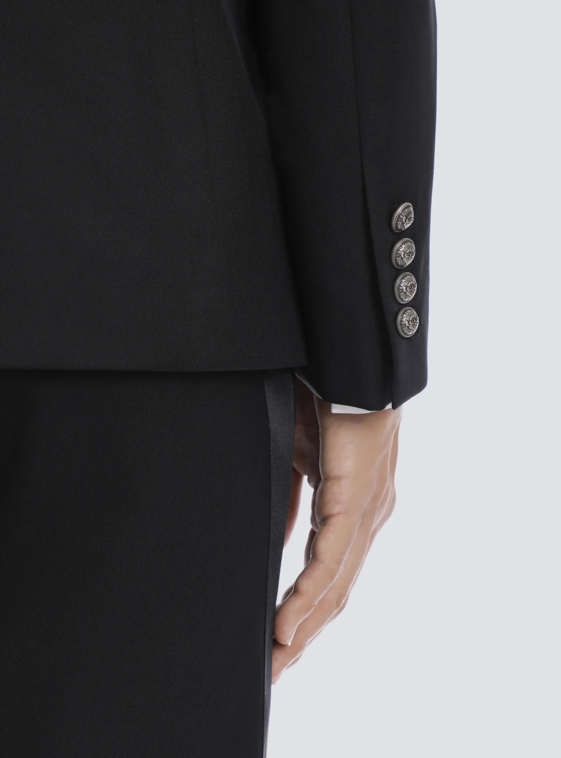 Cheap Wool Blazer With Double-breasted Silver-tone Buttoned Fastening Jackets And Blazers