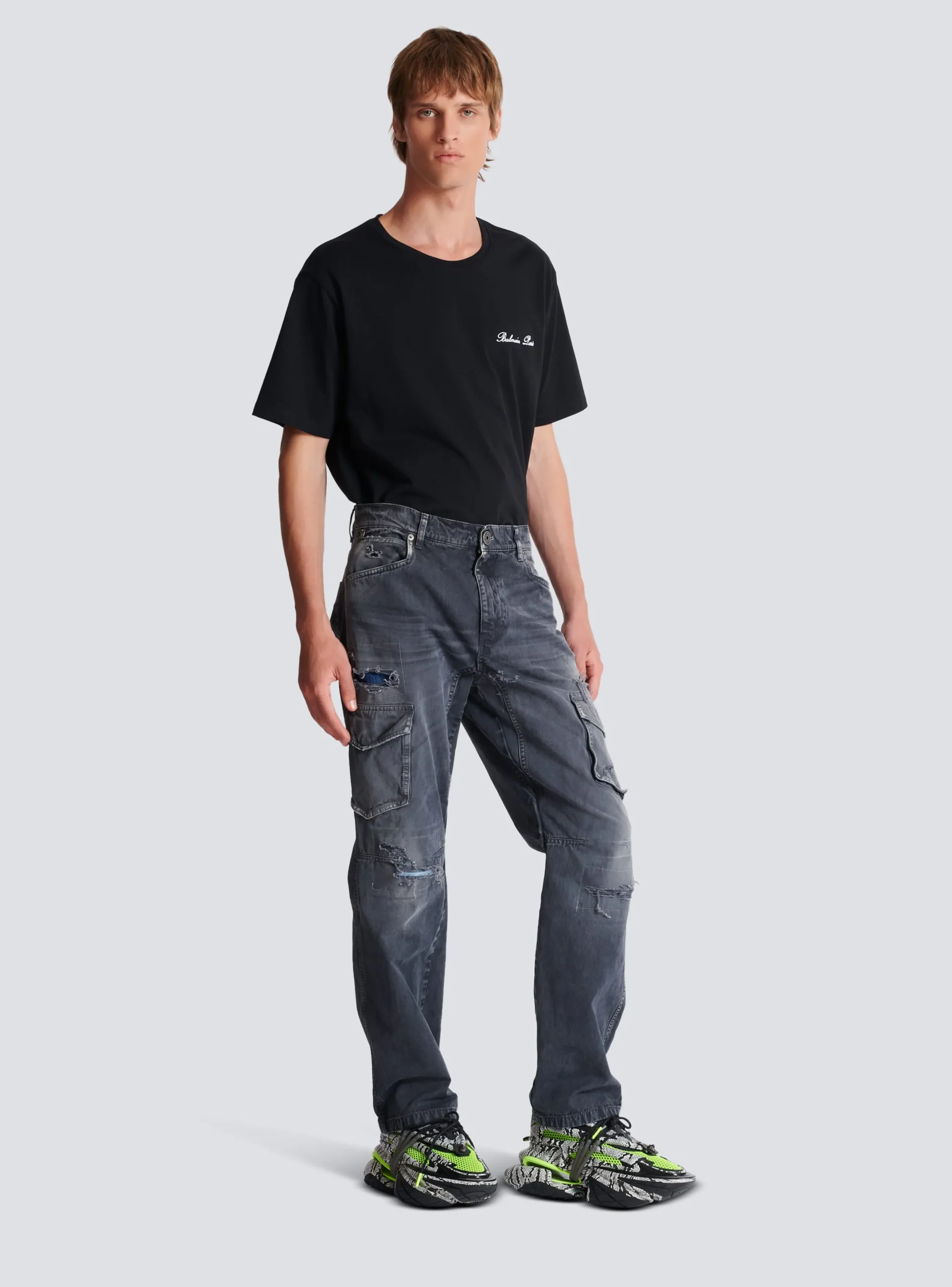 Fashion Worn-effect Cargo Trousers Denim