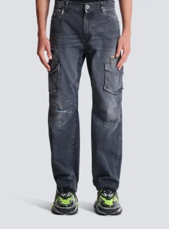 Fashion Worn-effect Cargo Trousers Denim
