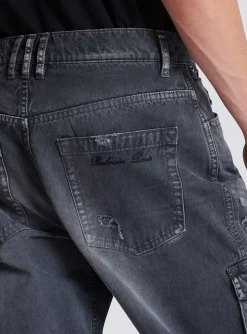 Fashion Worn-effect Cargo Trousers Denim