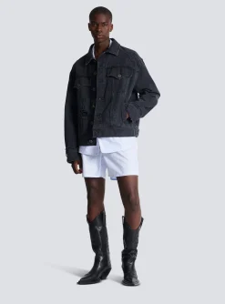 Discount Worn-effect Denim Jacket Outerwear|Denim