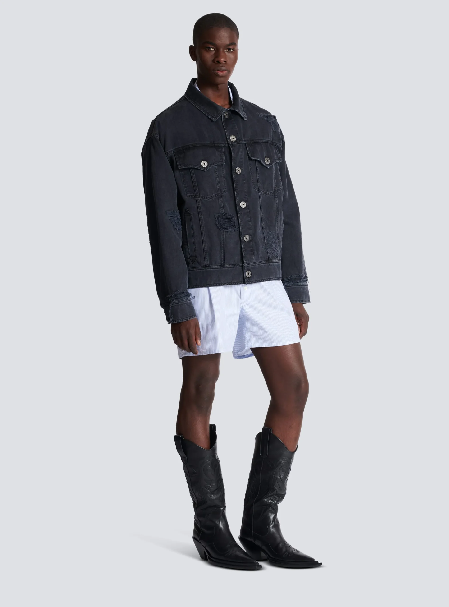 Discount Worn-effect Denim Jacket Outerwear|Denim