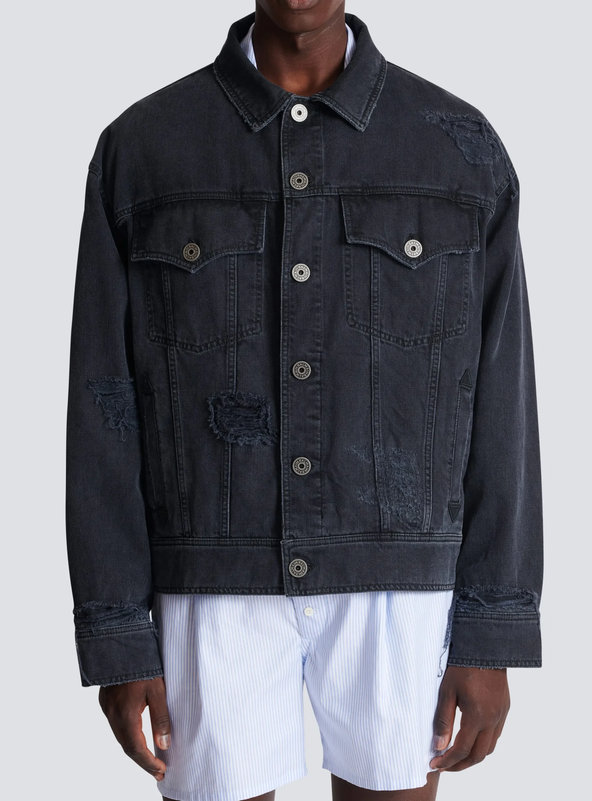 Discount Worn-effect Denim Jacket Outerwear|Denim
