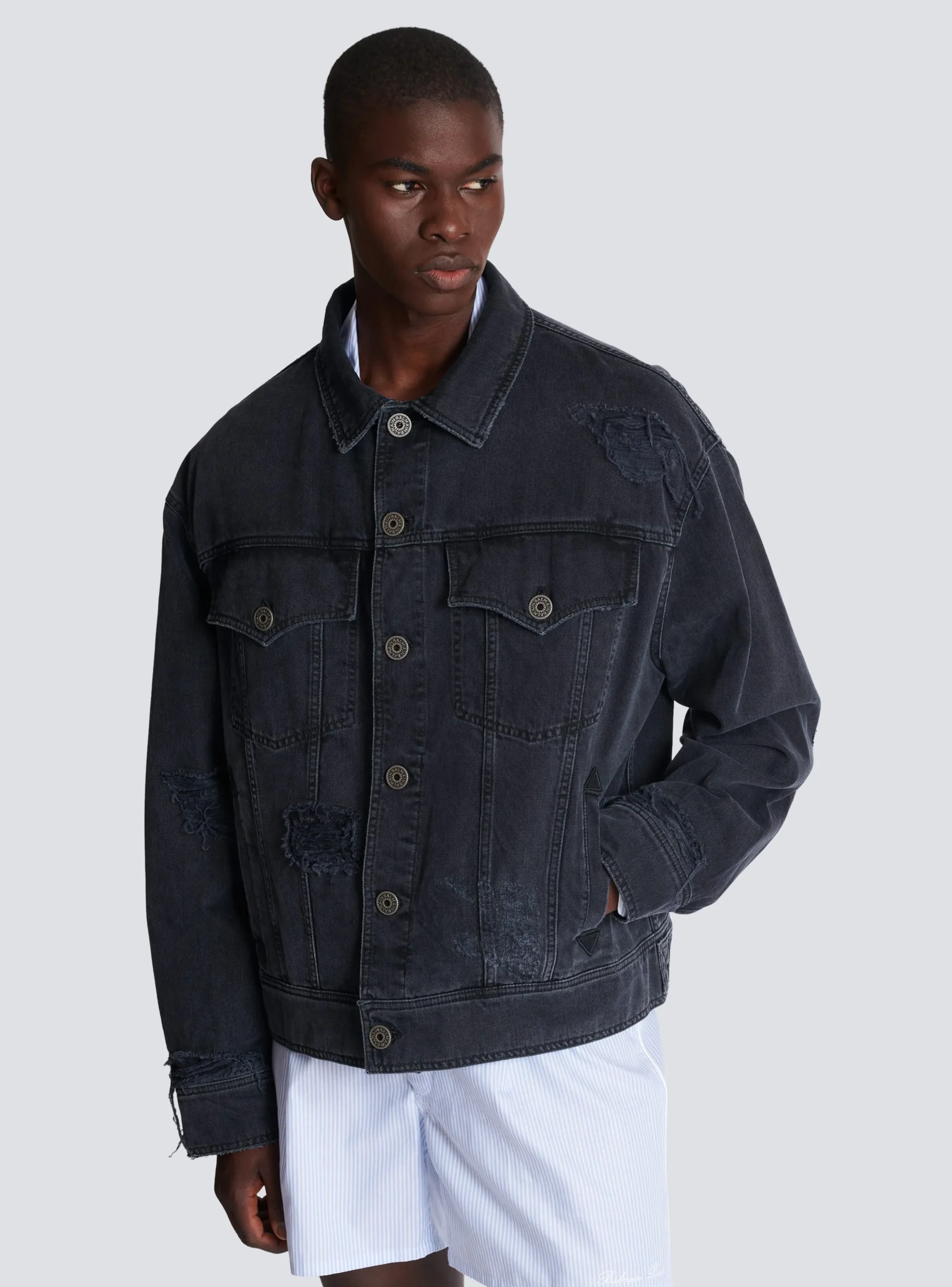 Discount Worn-effect Denim Jacket Outerwear|Denim