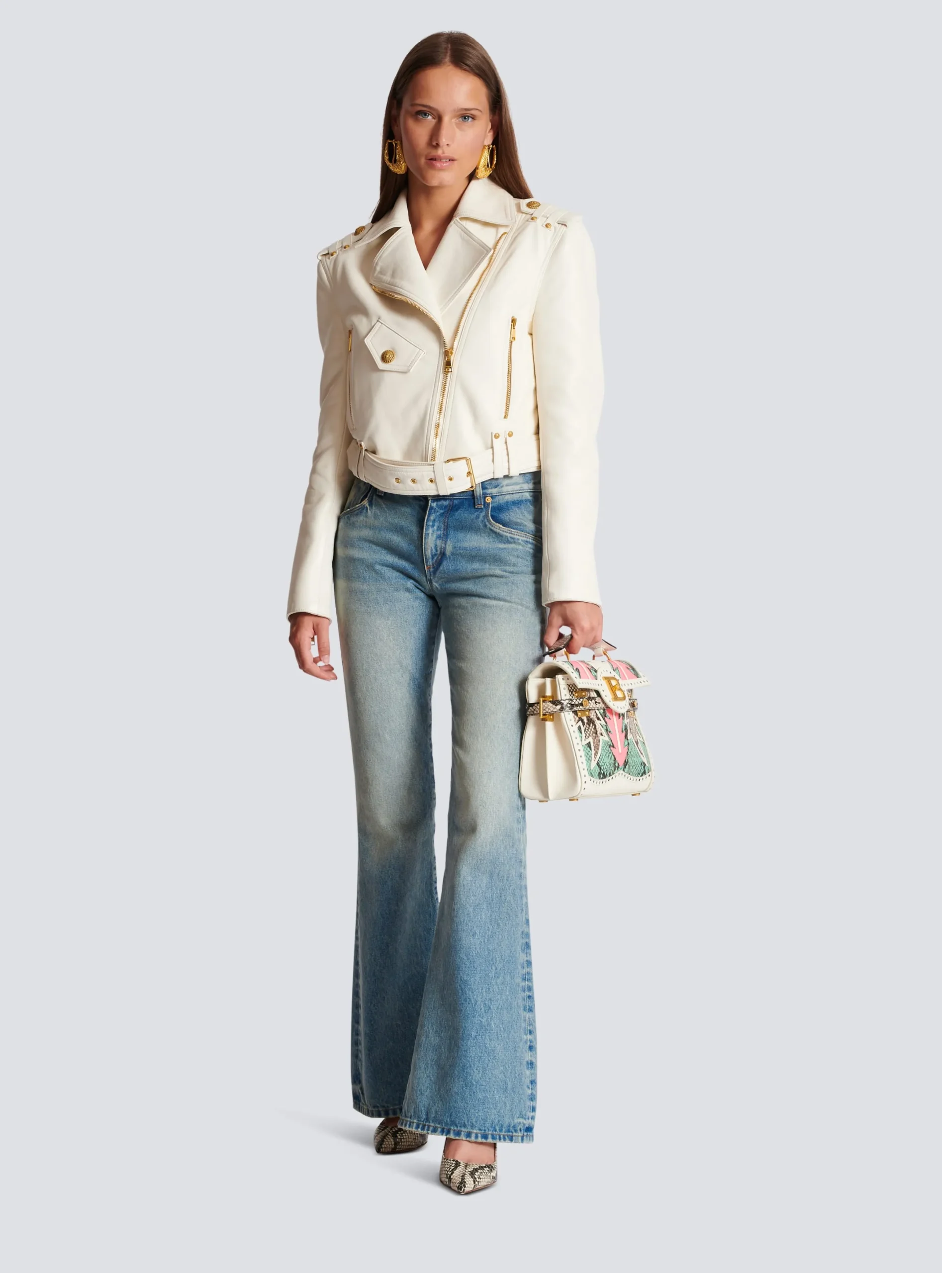 Shop Zipped Leather Biker Jacket Women Outerwear