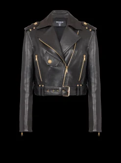 Store Zipped Leather Biker Jacket Women Outerwear
