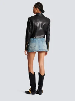 Store Zipped Leather Biker Jacket Women Outerwear